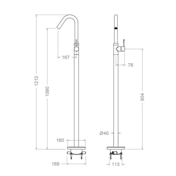 Monomando lavabo a suelo ODISEA grafito - 397603GR 2