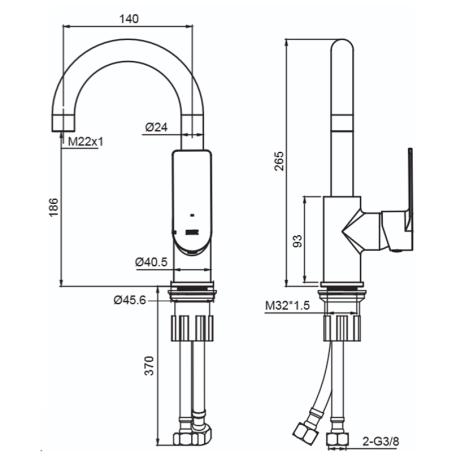 Monomando lavabo alto INOA cromo - 39115