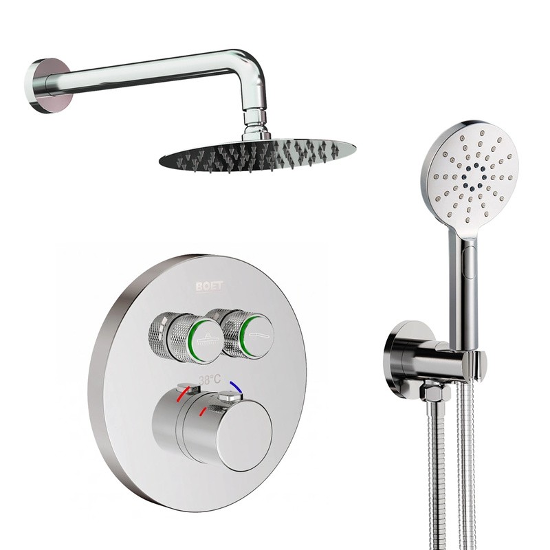 Kit termostático ducha empotrado 2-vías TUBE cromo - Pack 52148/2