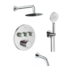 Kit termostático ducha empotrado 3-vías TUBE cromo - Pack 52149/1 - Feliu Boet