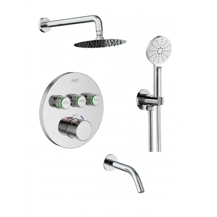 Kit termostático ducha empotrado 3-vías TUBE cromo - Pack 52149/1 1