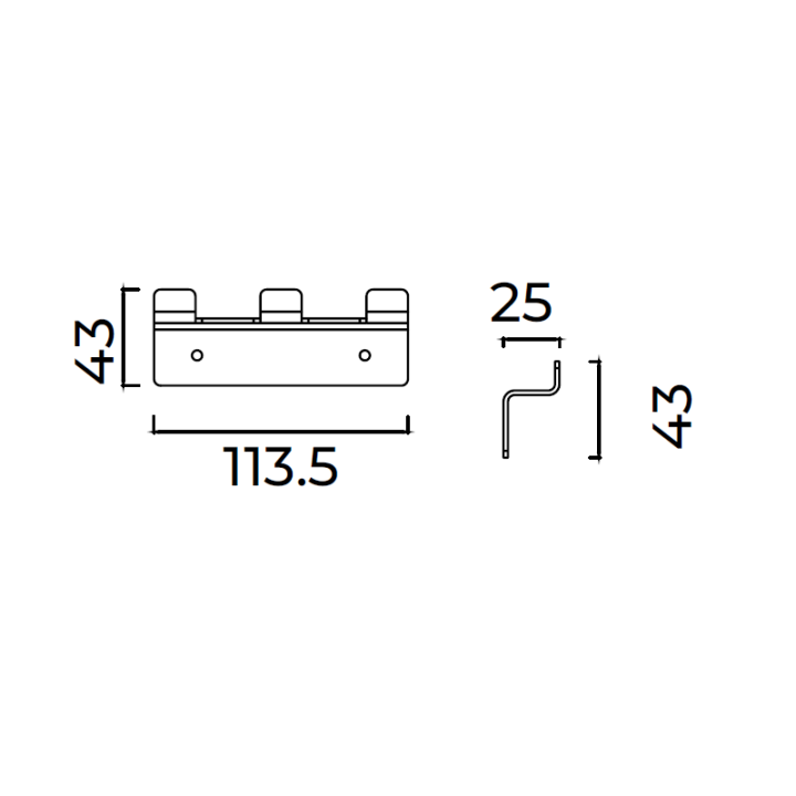 Percha triple FORM negro mate - CAF008-02/NG 2