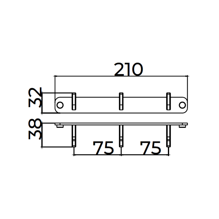 Percha triple NOVA cromo - CAN007-02 2