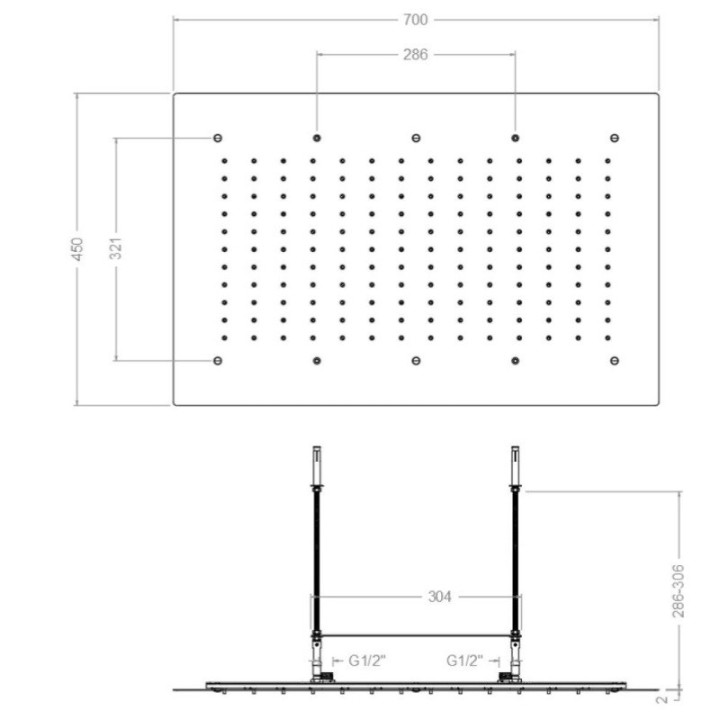 Rociador ducha RS rectangular 45x70 cm. cromo - RE1RK01 2