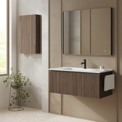 Mueble baño suspendido VORA 1 / 2 cajones lavabo integrado Enzo - Royo Group