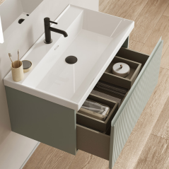 Mueble baño suspendido VORA 1 / 2 cajones lavabo integrado Enzo - Royo Group