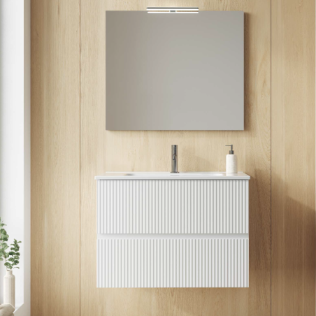 Mueble baño suspendido VORA 2 / 4 cajones lavabo integrado Enzo - Royo Group