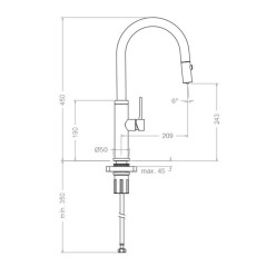Monomando fregadero caño extraíble PURE WATER inox cepillado - 848811IC
