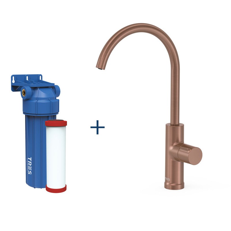 Monomando fregadero 1 agua con filtro TRES volcanic - 23050401VO