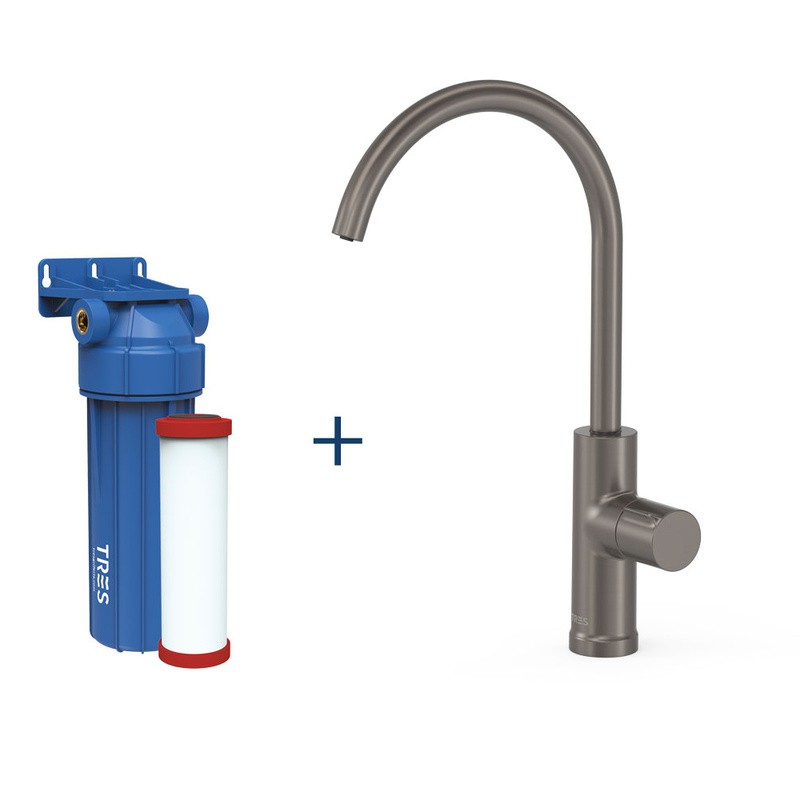 Monomando fregadero 1 agua con filtro TRES grafito - 23050401GR