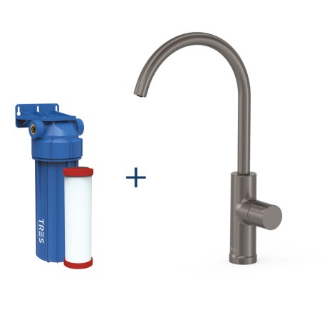 Monomando fregadero 1 agua con filtro TRES grafito - 23050401GR - Tres