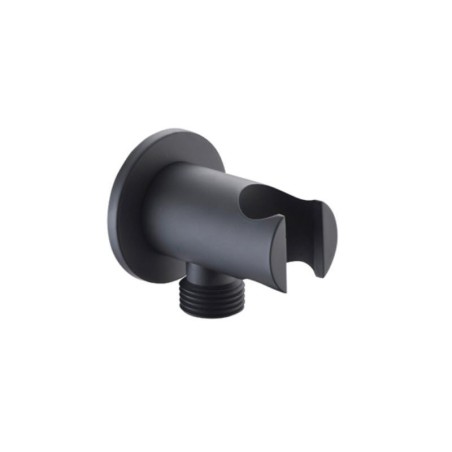 Soporte ducha con toma IMEX redondo negro mate - SFD002NG