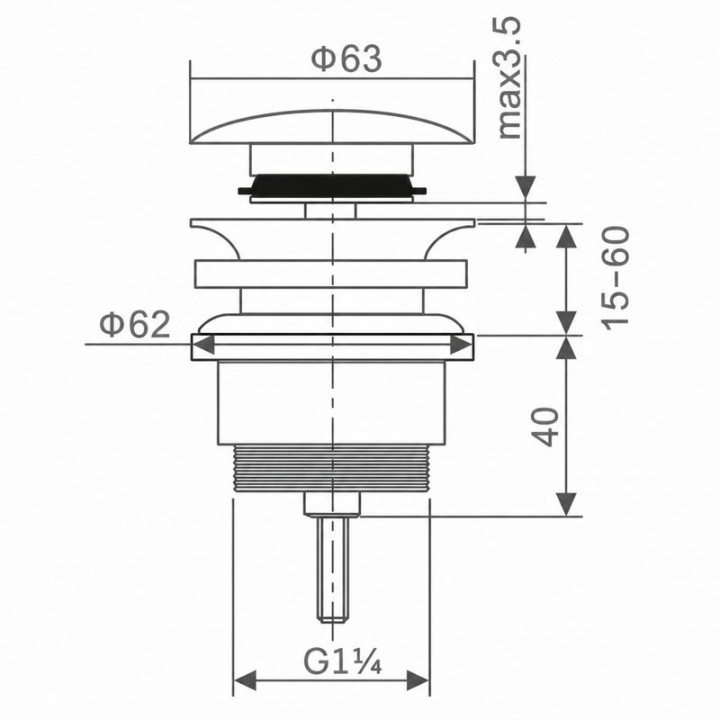 Válvula click 1.1/4" IMEX cromo - VCC001 2