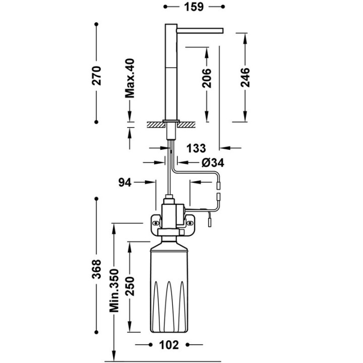 Dispensador electrónico alto de jabón para lavabo y cocina ELECTRONIC cromo - 39274102 2