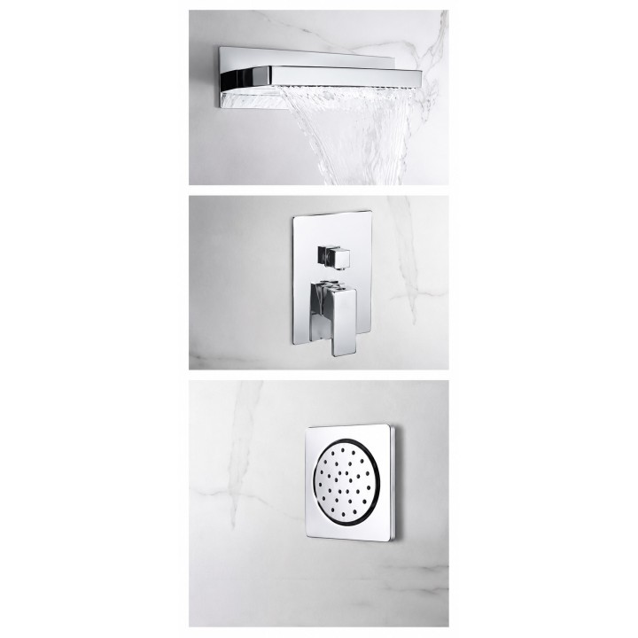 Kit monomando ducha empotrado 3-vías FORMENTERA cromo - GPE008 4