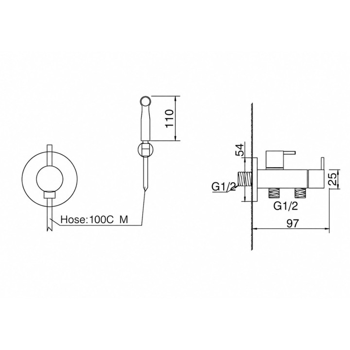 Monomando empotrado bidé WC NESS cromo - RDM005 2