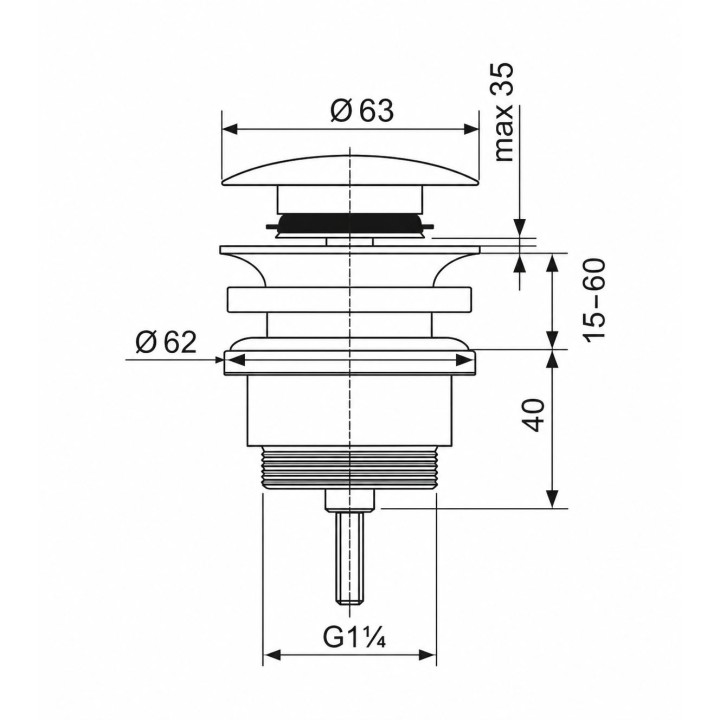 Válvula click 1.1/4" IMEX cuadrada cromo - VCC006 2