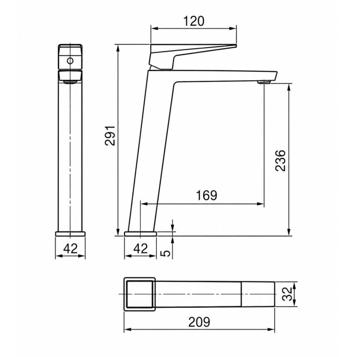 Monomando lavabo alto ART cromo - BDAR025-3 2