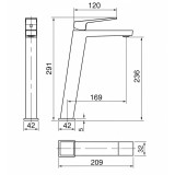 Monomando lavabo alto ART negro mate - BDAR025-3NG 2