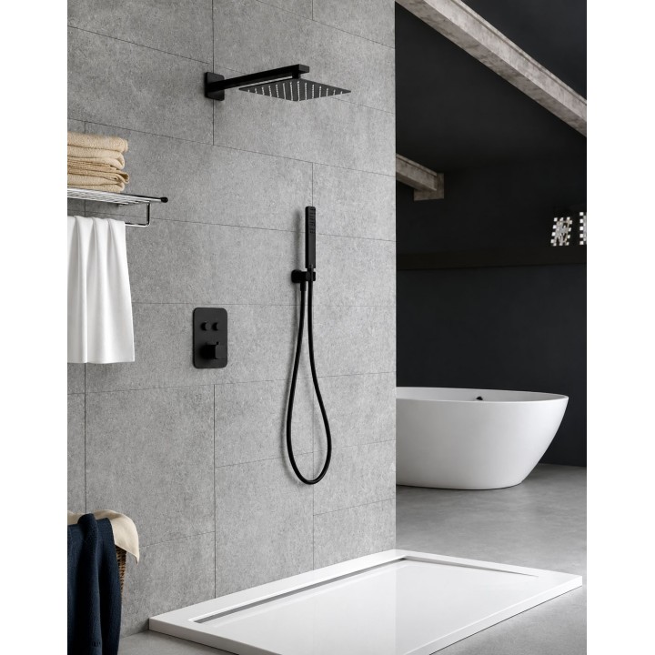 Kit termostático ducha empotrado 2-vías PORTUGAL negro mate - GTP022/NG 3