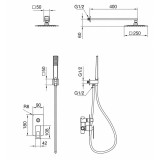 Kit monomando ducha empotrado 2-vías SUECIA negro mate - BDC032-6NG 2