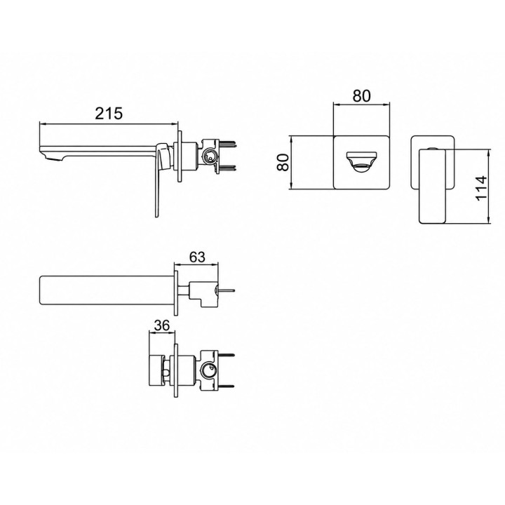 Monomando lavabo empotrado FIYI cromo - GLF016 2