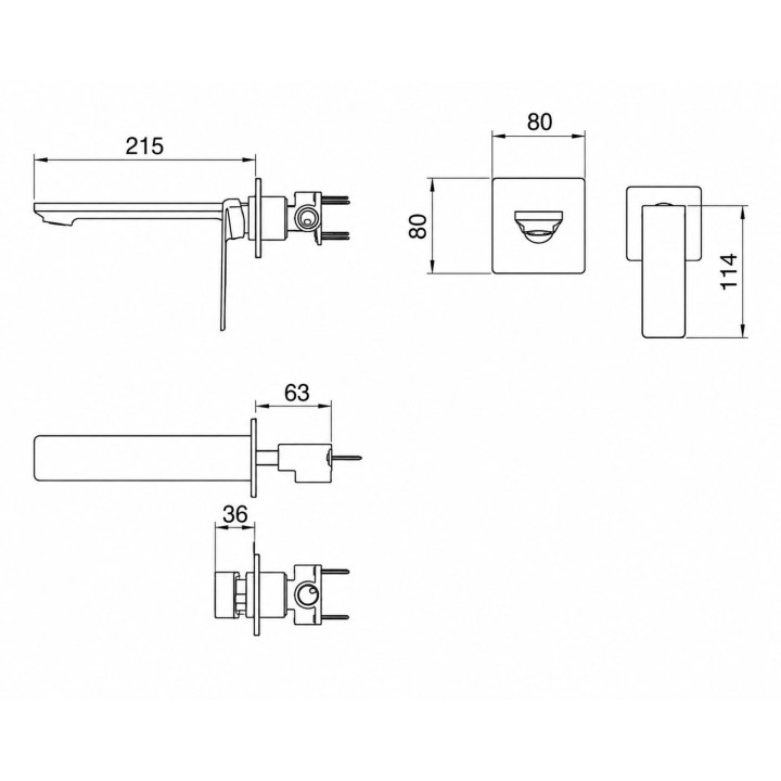 Monomando lavabo empotrado FIYI negro mate - GLF016/NG 2
