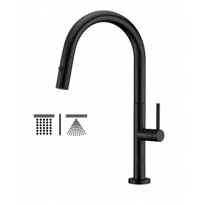 Monomando fregadero caño extraible SAMOA negro mate - GCE017/NG 1