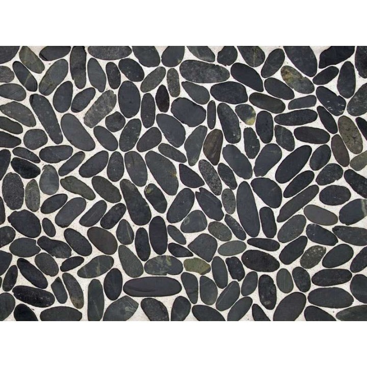 Malla Mosaico Piedra de Río MOS-206 Cortada Negro - Tercocer 1