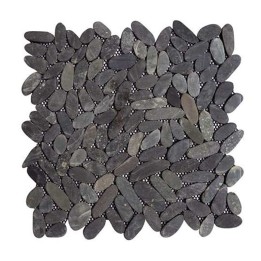 Malla Mosaico Piedra de Río MOS-206 Cortada Negro - Tercocer