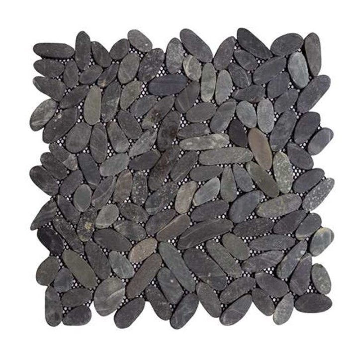 Malla Mosaico Piedra de Río MOS-206 Cortada Negro - Tercocer