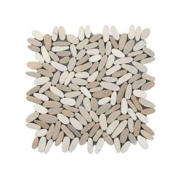 Malla Mosaico Piedra de Río MOS-211 Cortada Tan/Blanco - Tercocer