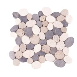Malla Mosaico Piedra de Río MOS-216 Cortada Blanco/Gris/Sunset - Tercocer