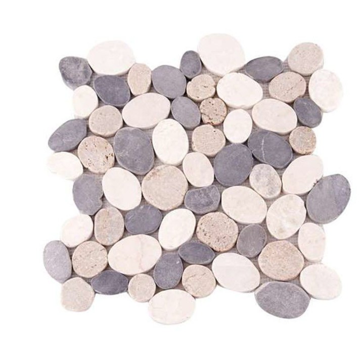 Malla Mosaico Piedra de Río MOS-216 Cortada Blanco/Gris/Sunset - Tercocer