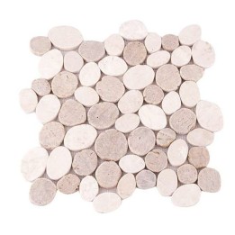Malla Mosaico Piedra de Río MOS-217 Cortada Blanco/Sunset - Tercocer
